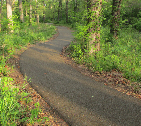 porous pave pathway in the woods instead of mulch permeable